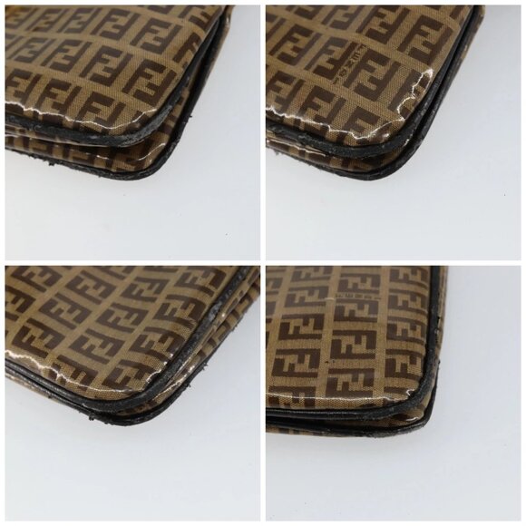 FENDI Zucchino Canvas Mamma Baguette Shoulder Bag Enamel Beige Gold Auth 146481 - Picture 14 of 16